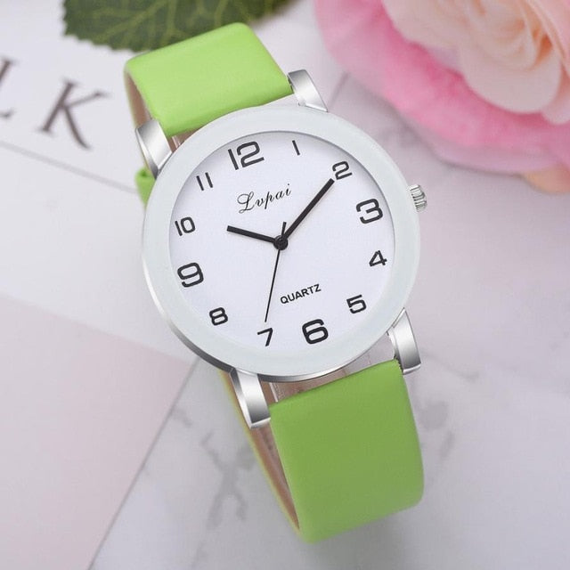 LVPAI Woman's Watch   Simple Leather Band  Quartz Wristwatch  Classic Casual  Fashion  Analog Watch  Women Watches Reloj  18MAY8