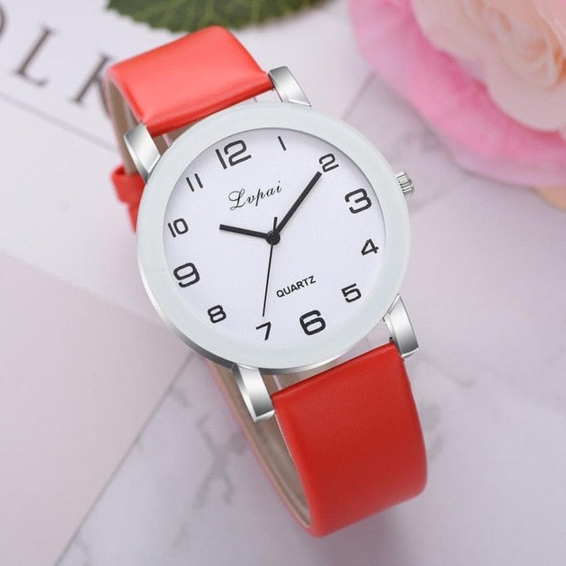 LVPAI Woman's Watch   Simple Leather Band  Quartz Wristwatch  Classic Casual  Fashion  Analog Watch  Women Watches Reloj  18MAY8