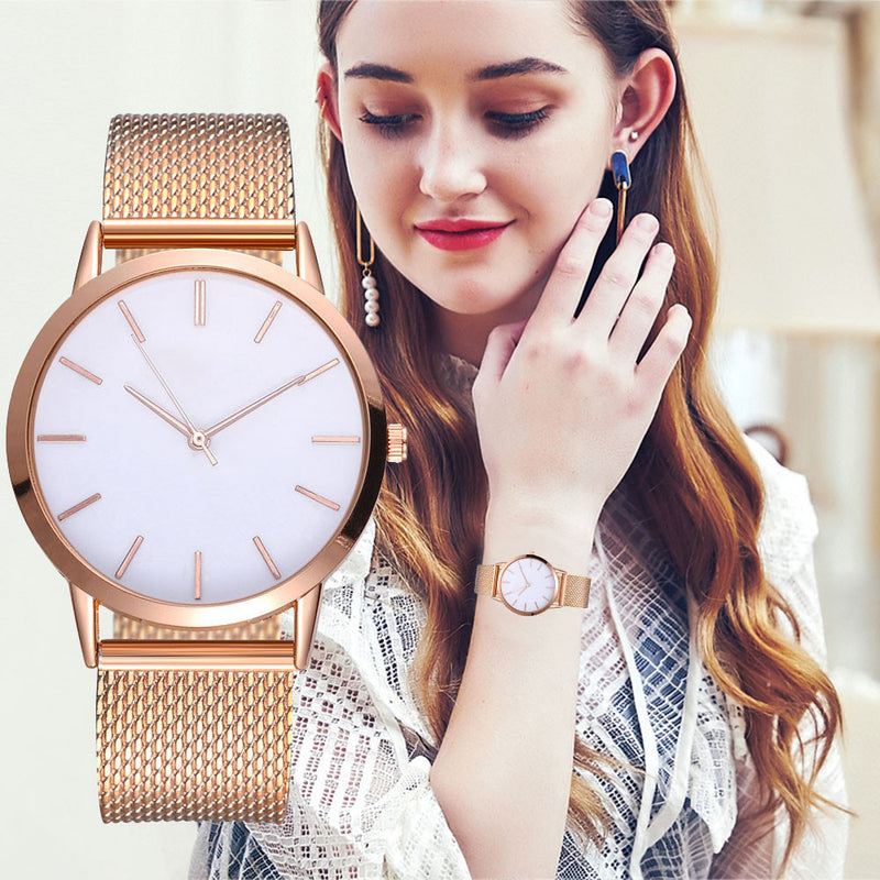 Montre Femme Modern Fashion Black Quartz Watch Women Mesh Stainless Steel Bracelet High Quality Casual Wrist Watch for Woman #A