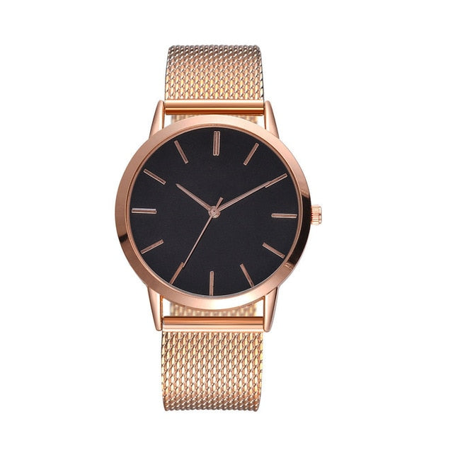 Montre Femme Modern Fashion Black Quartz Watch Women Mesh Stainless Steel Bracelet High Quality Casual Wrist Watch for Woman #A