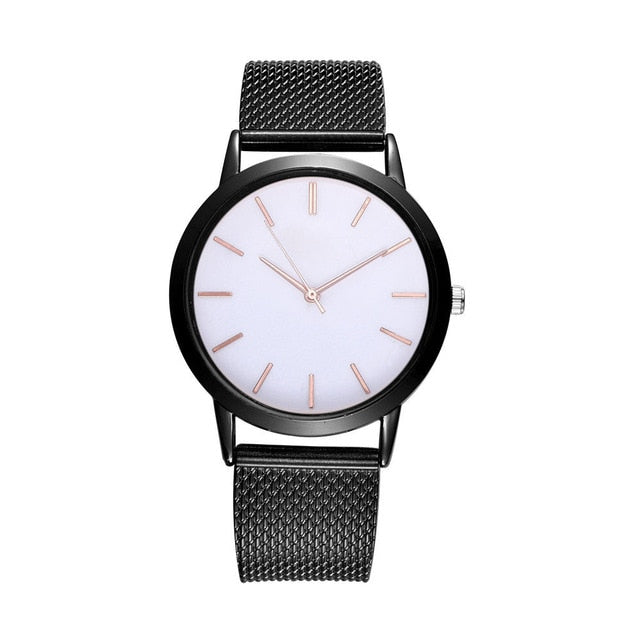 Montre Femme Modern Fashion Black Quartz Watch Women Mesh Stainless Steel Bracelet High Quality Casual Wrist Watch for Woman #A
