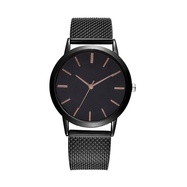 Montre Femme Modern Fashion Black Quartz Watch Women Mesh Stainless Steel Bracelet High Quality Casual Wrist Watch for Woman #A