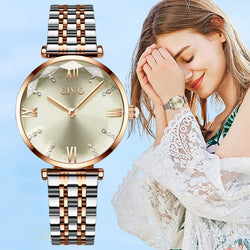 CIVO Women Watches Luxury Waterproof Wrist Watches Top Brand Steel Strap Crystal Quartz Wirst Watch For Women Clock Reloj Mujer